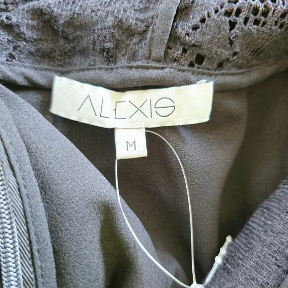 Alexis Heidi Romper In BLACK Lace Illusion High Neck Women's Size M - Picture 10 of 11